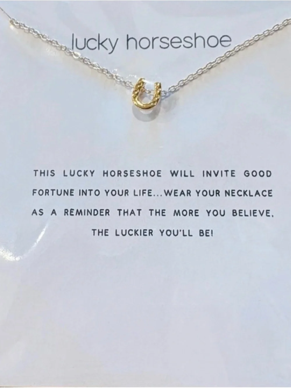 Lucky Horseshoe Two-Tone Pendant Necklace - Women's Jewelry